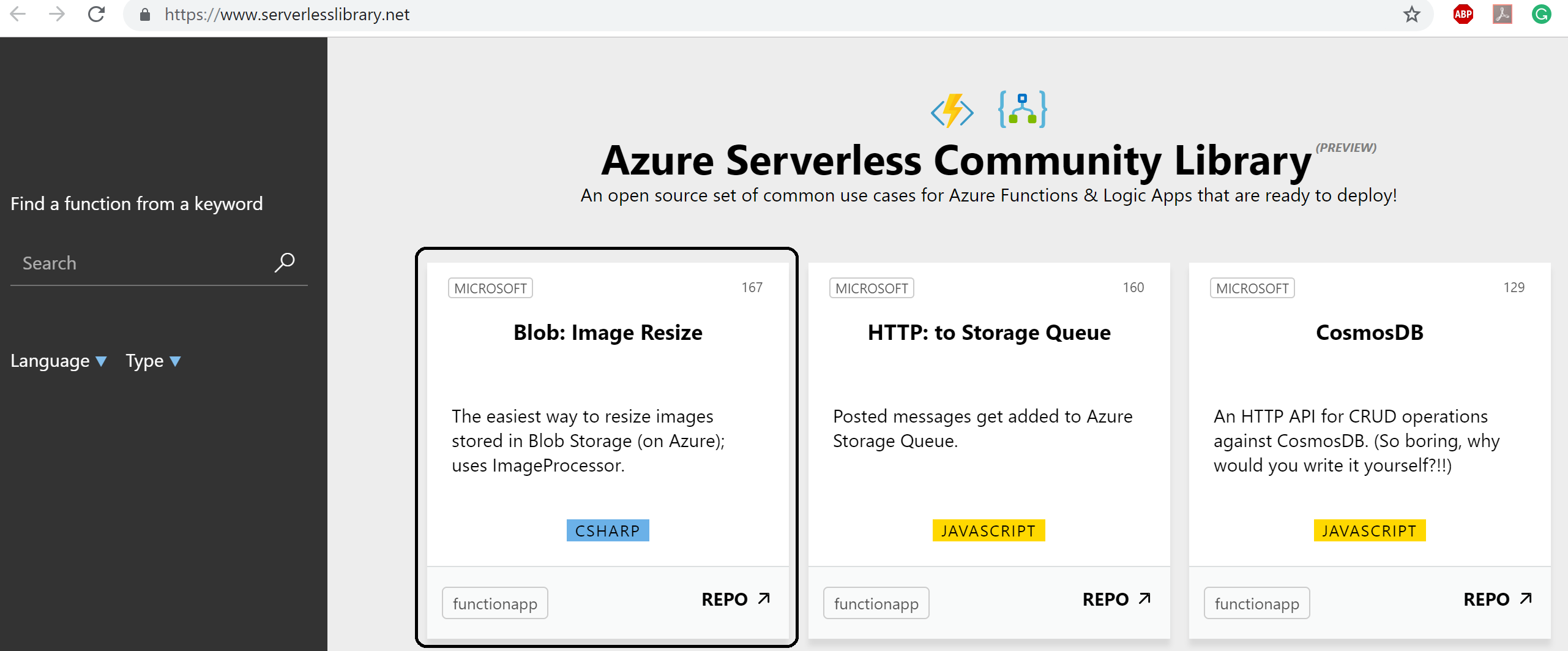 Azure Serverless Community Library