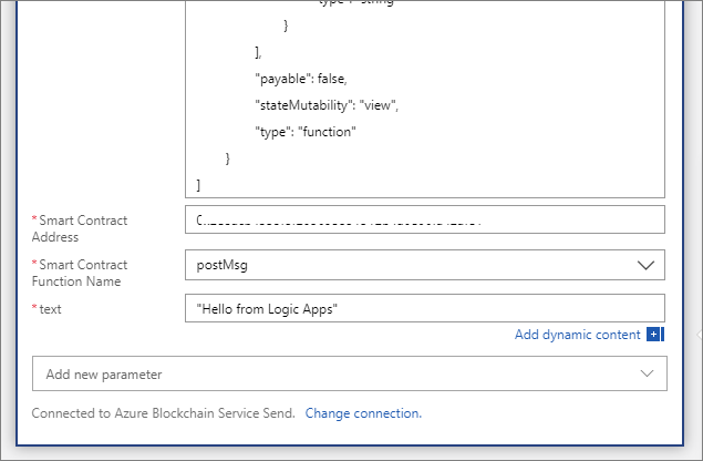 ABI and Smart Contract Address for Azure Blockchain Service