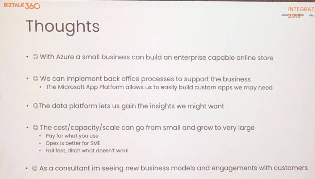 Mike shared his thoughts on building a business solution with Serverless in Integrate 2019