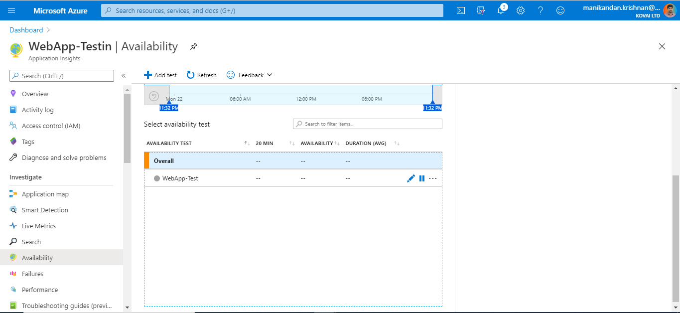 Azure Web App endpoint monitoring