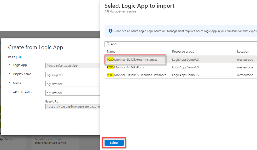 Import logic app