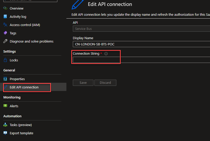 Edit API Connection