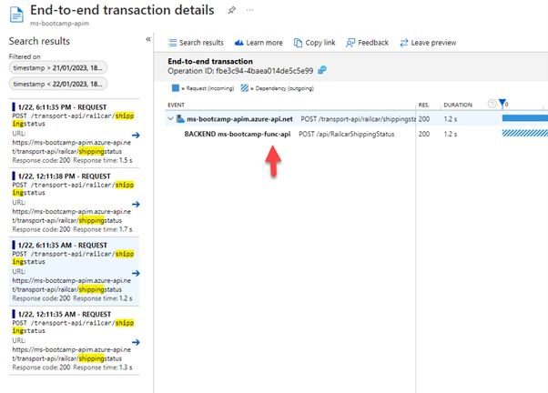 Transaction Search in App Insights