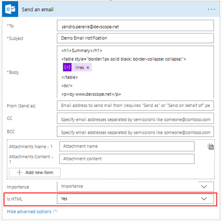 Sending HTML email from outlook