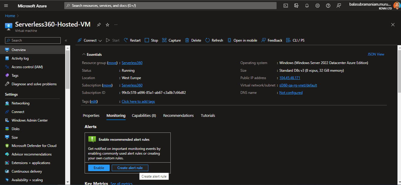 Azure VM hosted in Azure Portal