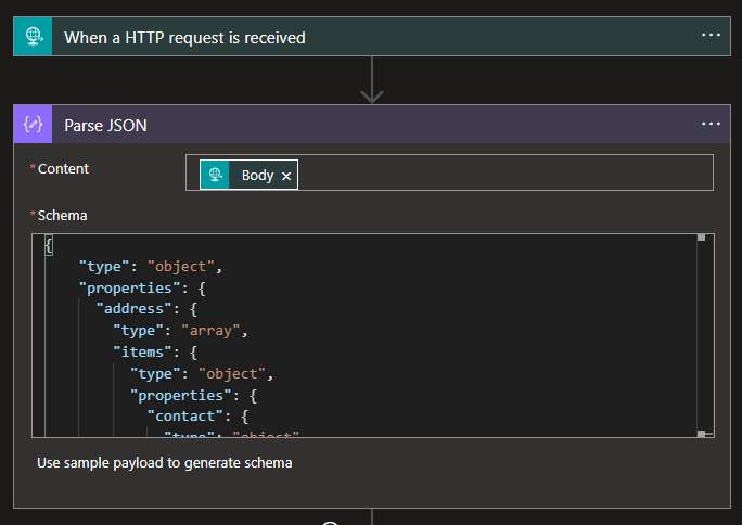 Step 4 - Using a Parse JSON action