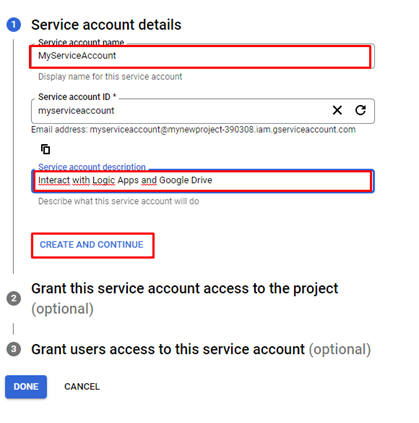 Granting service account access to the project