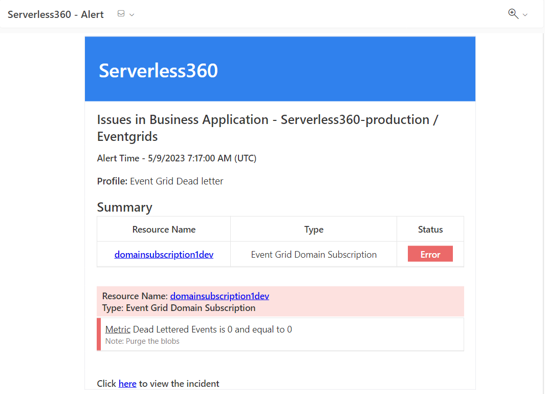 Azure Event Grid Alerting through Serverless360
