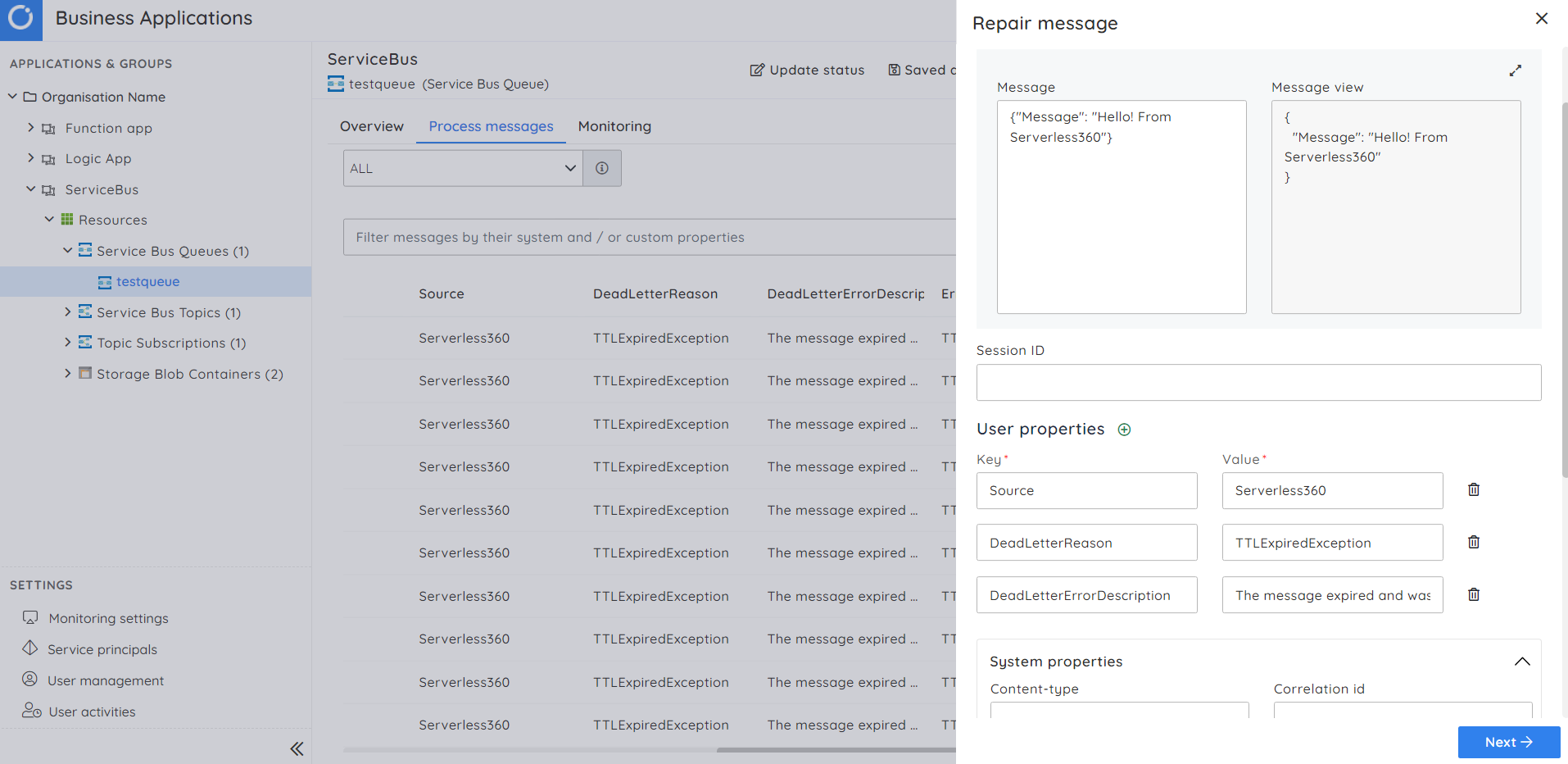 How to handle messages in Azure Service Bus Dead letter queue?
